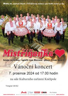 Pozvánka na vánoční koncert Mistříňanky 7. 12. 2024
